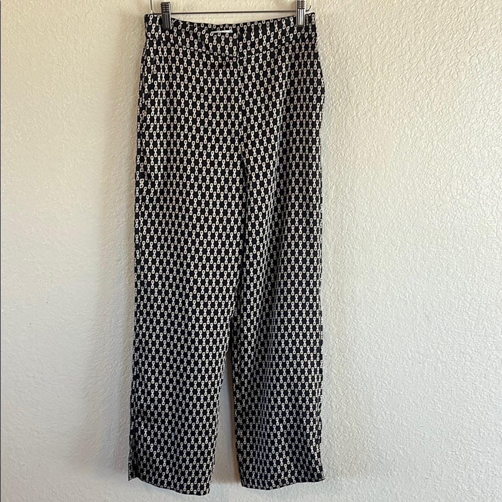 MNG Blue and Cream Wide Leg Pants